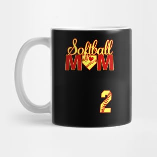 Softball Mom #2 Jersey Favorite Player Biggest Fan Heart Mug